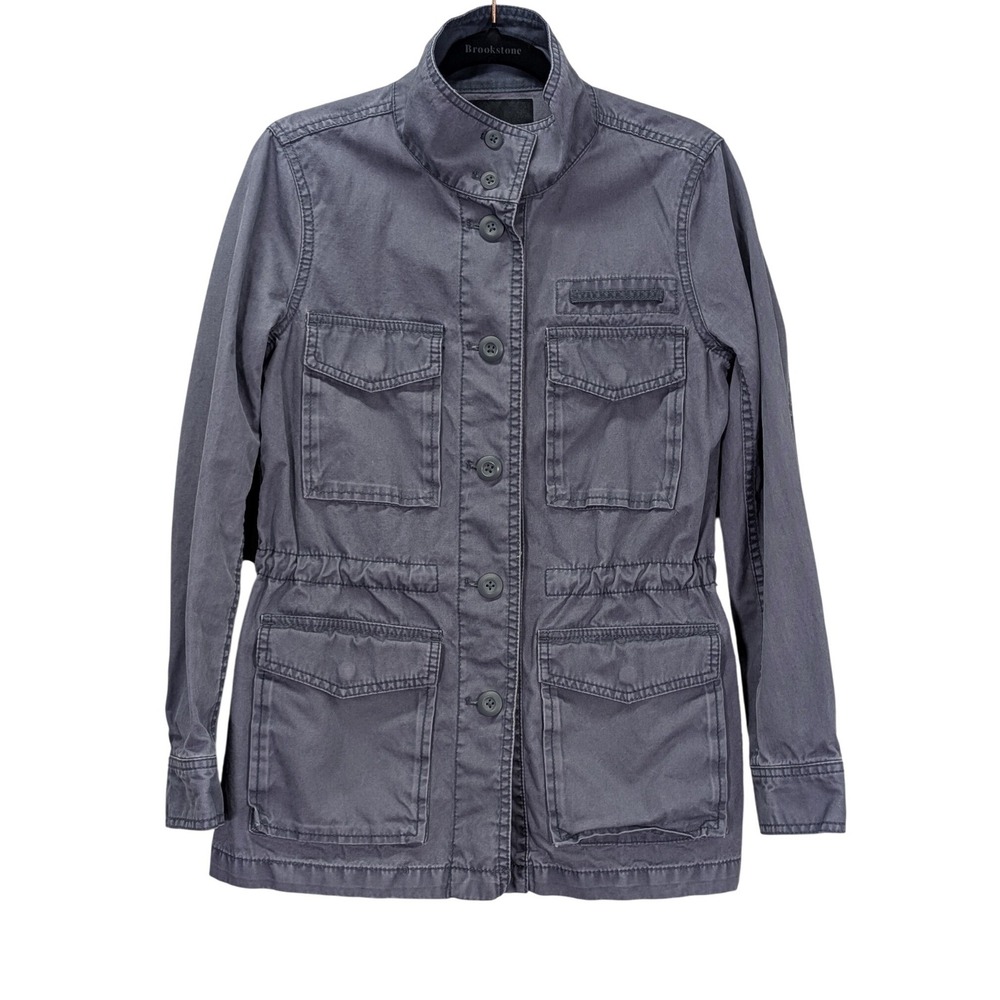 Madewell Catskills Utility Jacket Womens S Gray 100% Cotton Military
